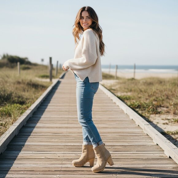 Veronica Beard Daxi Suede Shearling Clog Boots – Size 8.5 - Picture 2 of 7